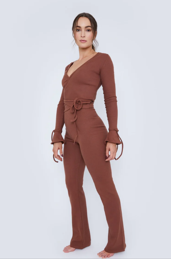 Tall Wide Leg Trousers Dark Brown Hautier