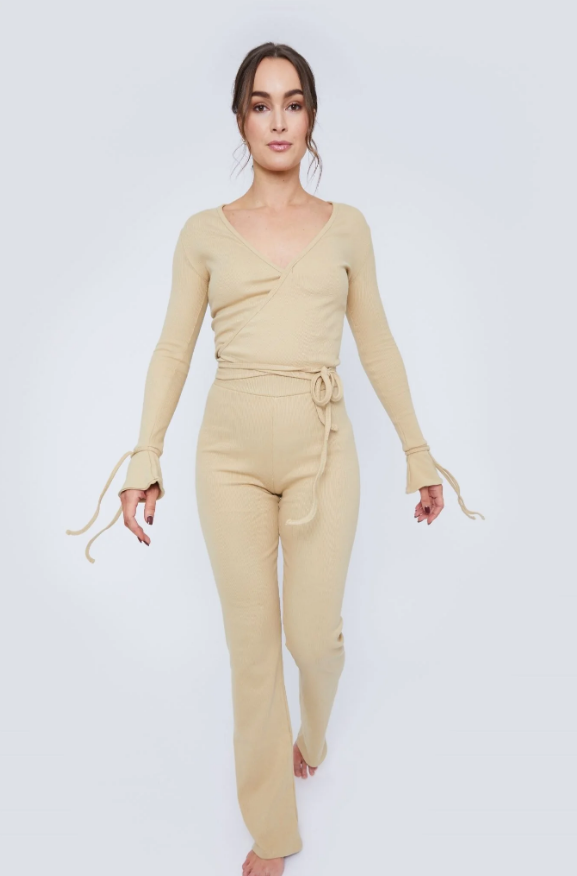 Tall Wide Leg Trousers Beige Hautier