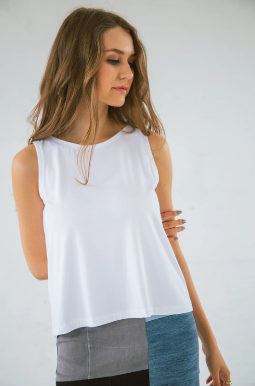 White Organic Bamboo Sleeveless Top