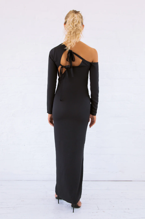 Black Organic Bamboo Silk Maxi Dress