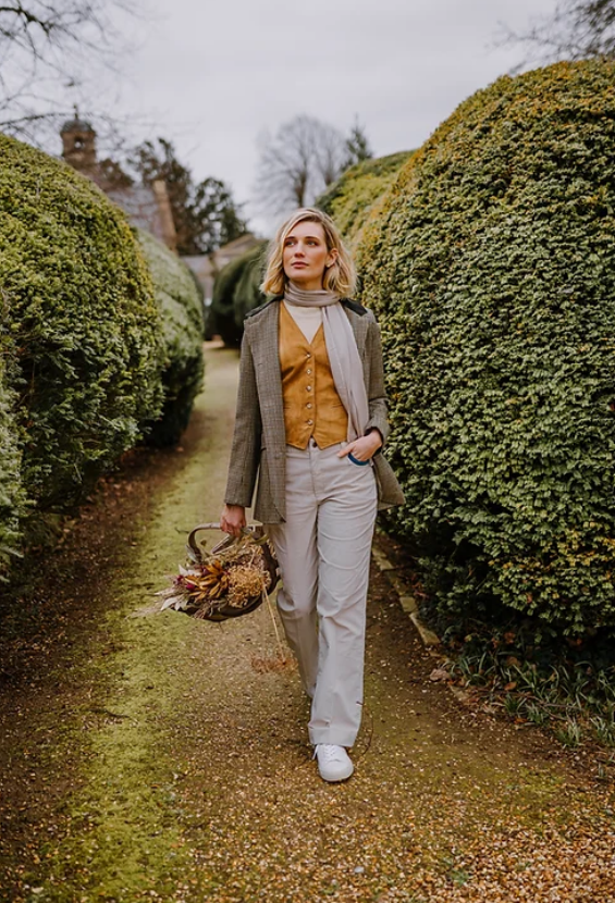 Gaia Needlecord Trousers Stone/Teal