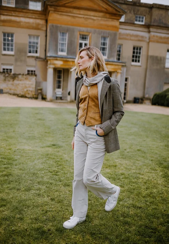 Gaia Needlecord Trousers Stone/Teal