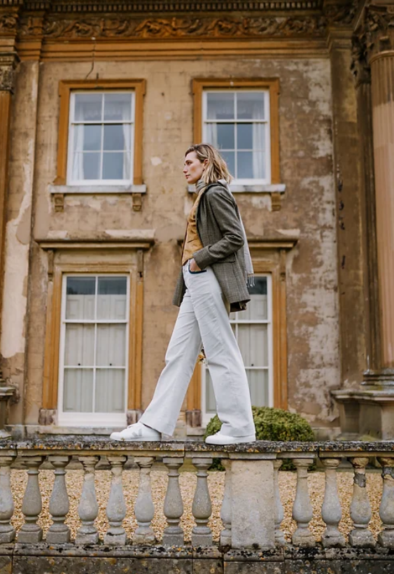 Gaia Needlecord Trousers Stone/Teal