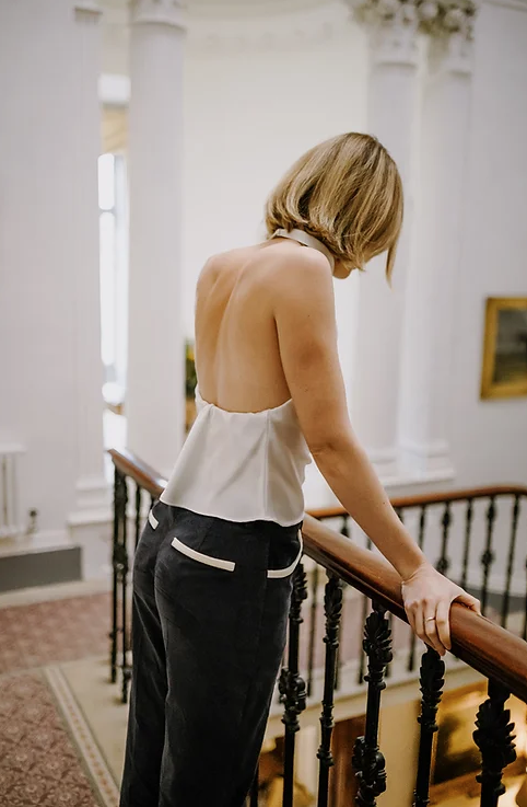 Gaia Needlecord Trousers Navy/Ivory