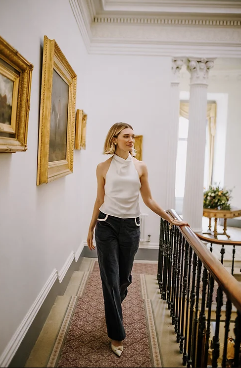 Gaia Needlecord Trousers Navy/Ivory