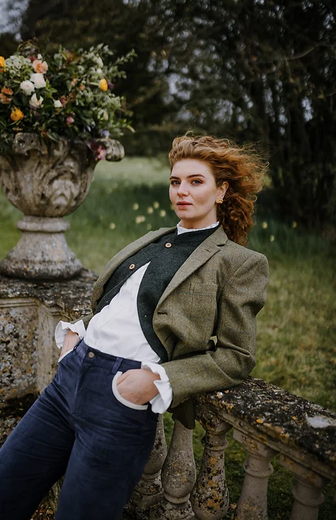 Gaia Needlecord Trousers Navy/Ivory