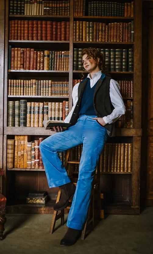 Gaia Needlecord Trousers Blue/Wine