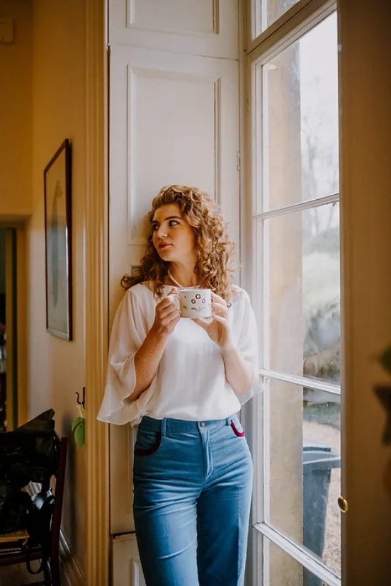 Gaia Needlecord Trousers Blue/Wine