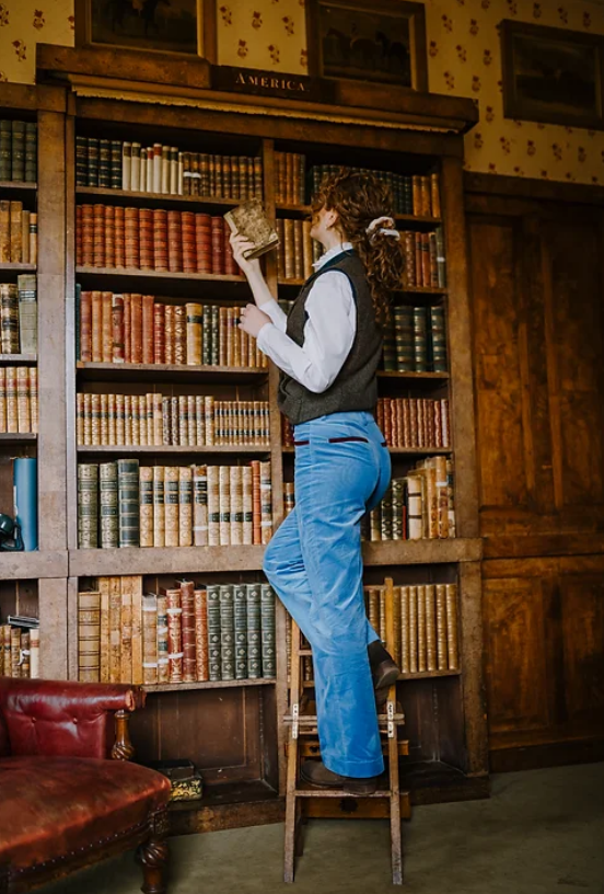 Gaia Needlecord Trousers Blue/Wine