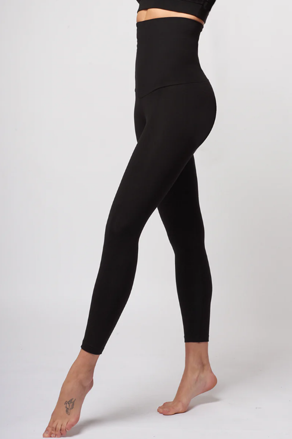 Extra Strong Compression Leggings with High Waisted Tummy Control Black