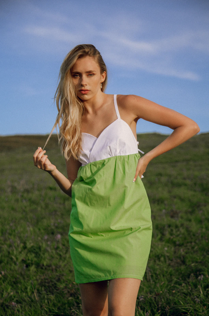 Lime Organic Cotton Mini Dress