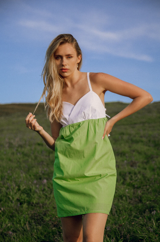 Lime Organic Cotton Mini Dress
