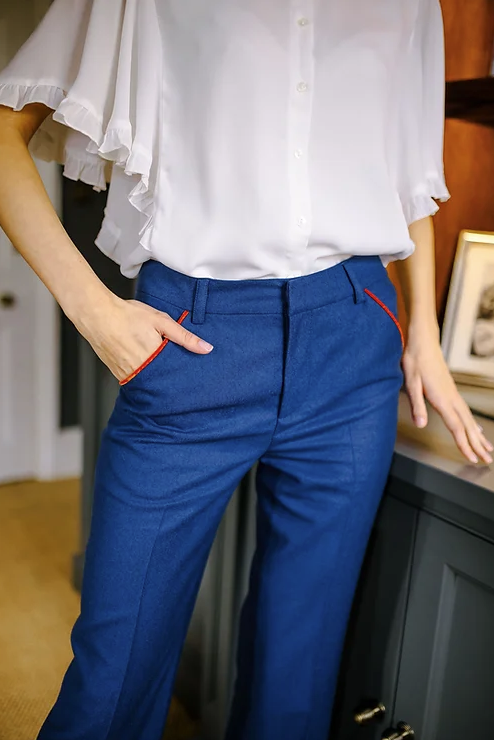 Carpo Merino Wool Trousers in Cobalt