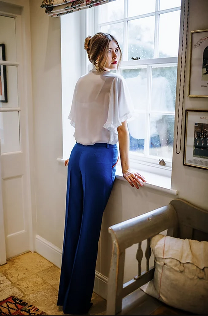 Carpo Merino Wool Trousers in Cobalt